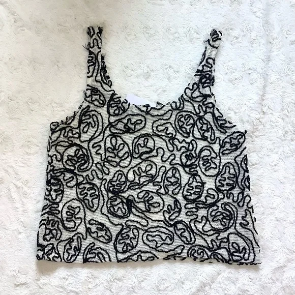 𝅺ZARA Embroidered Mesh/Net Oversize Boxy Tank Top - Picture 3 of 10